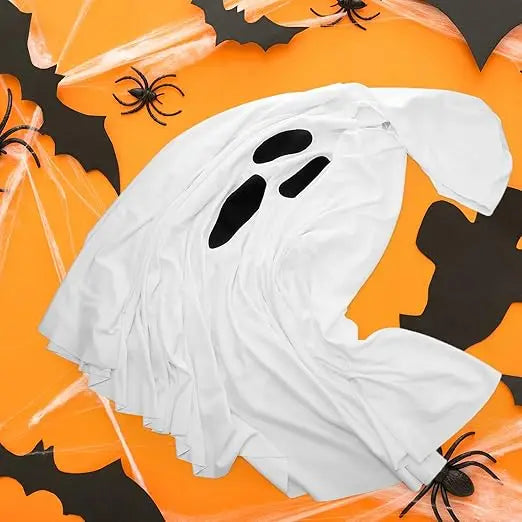 Adult Ghost Halloween Costume With Hooded Poncho Cape for Parties