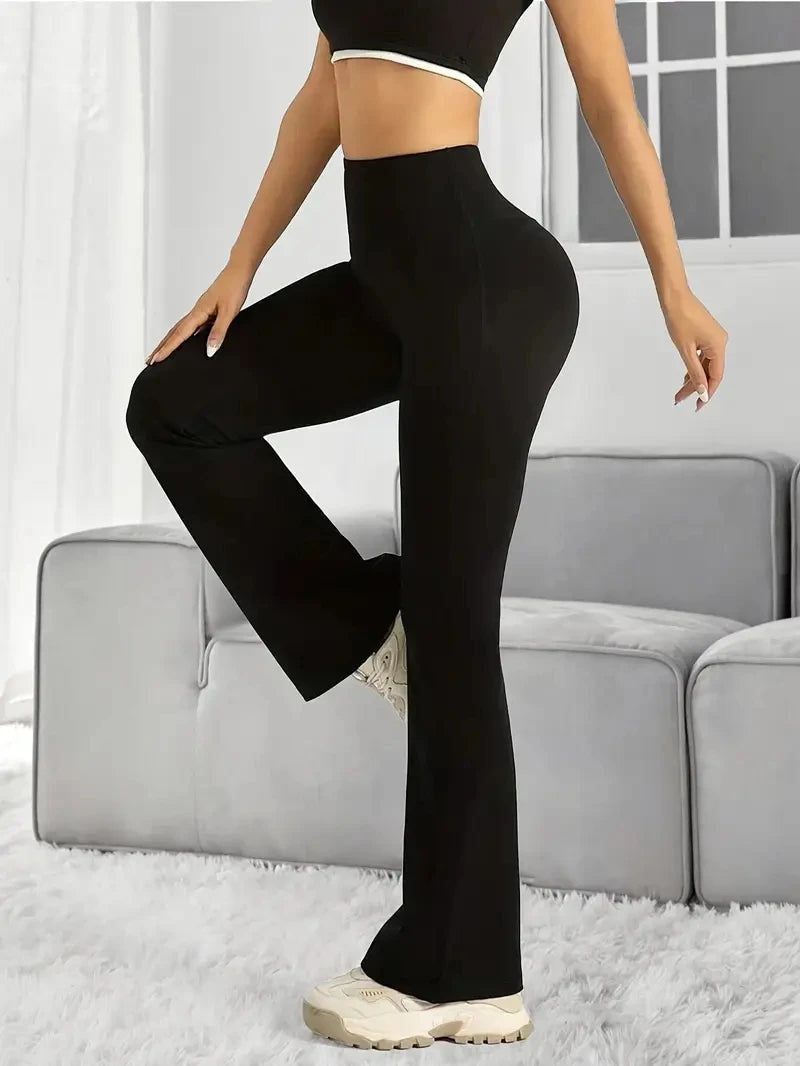 Womens High Waist Yoga Pants Flared Legs For Comfort