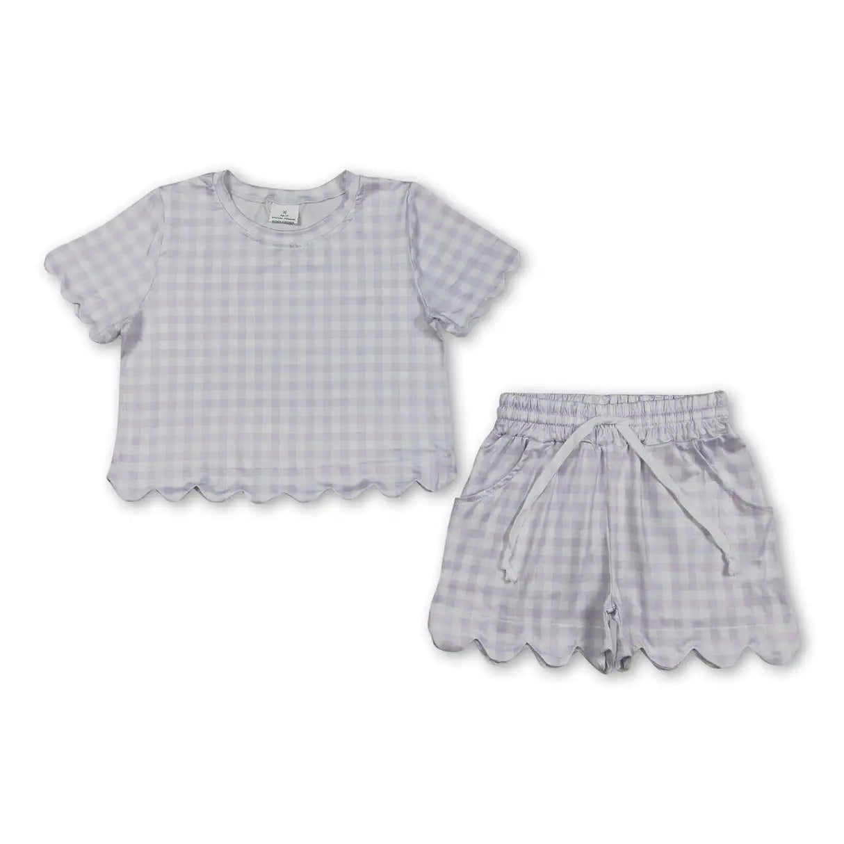 Girls Cotton Polyester Set With Short Sleeve Top And Pockets