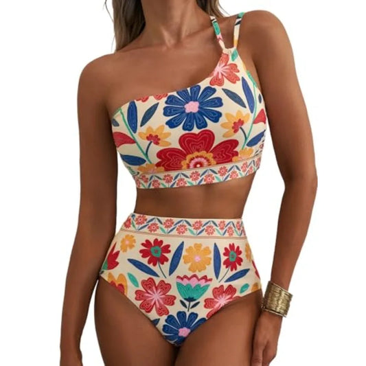 Women Premium Floral Print Two Piece Bikini Set Elegant Design