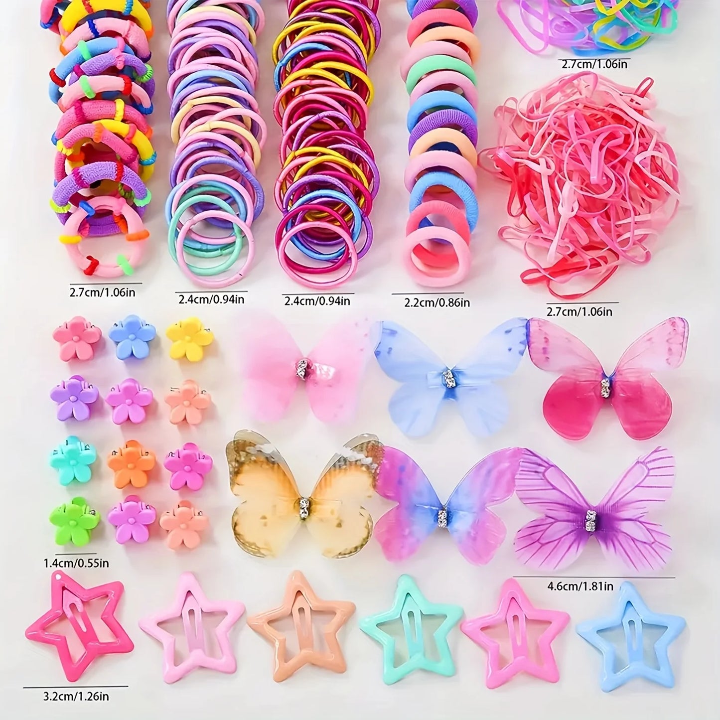 Girls Hair Accessories Set With Clips, Hair Ties, Flowers, Bow Headpieces