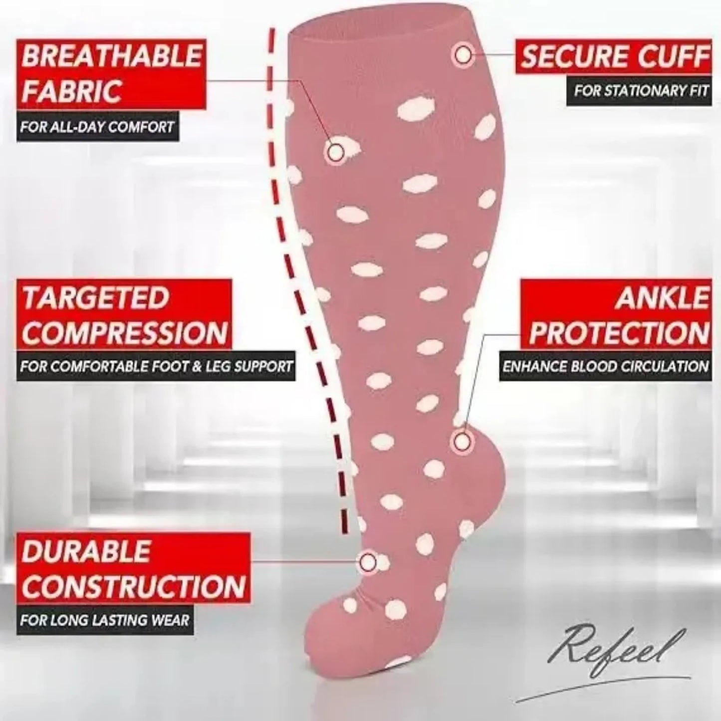 Men's Nylon Compression Socks for Knee High Support