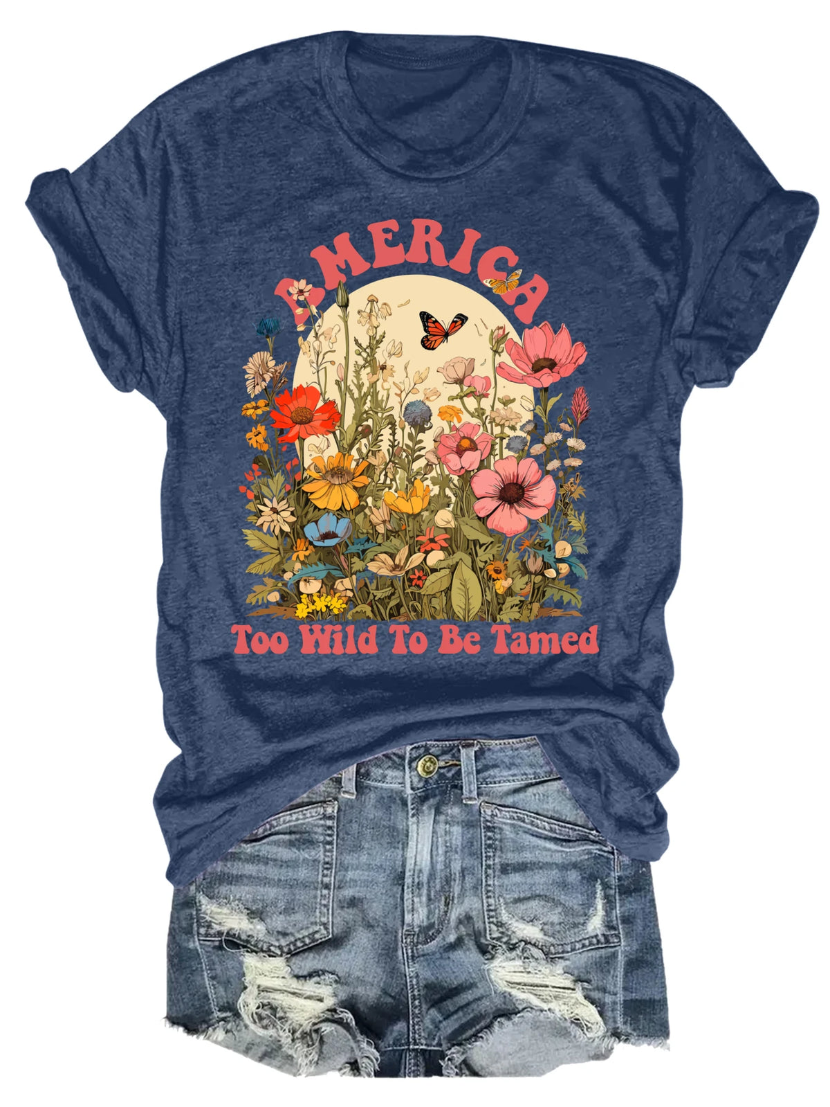 Womens Wildflower Butterfly Graphic Tank Top For Casual Wear
