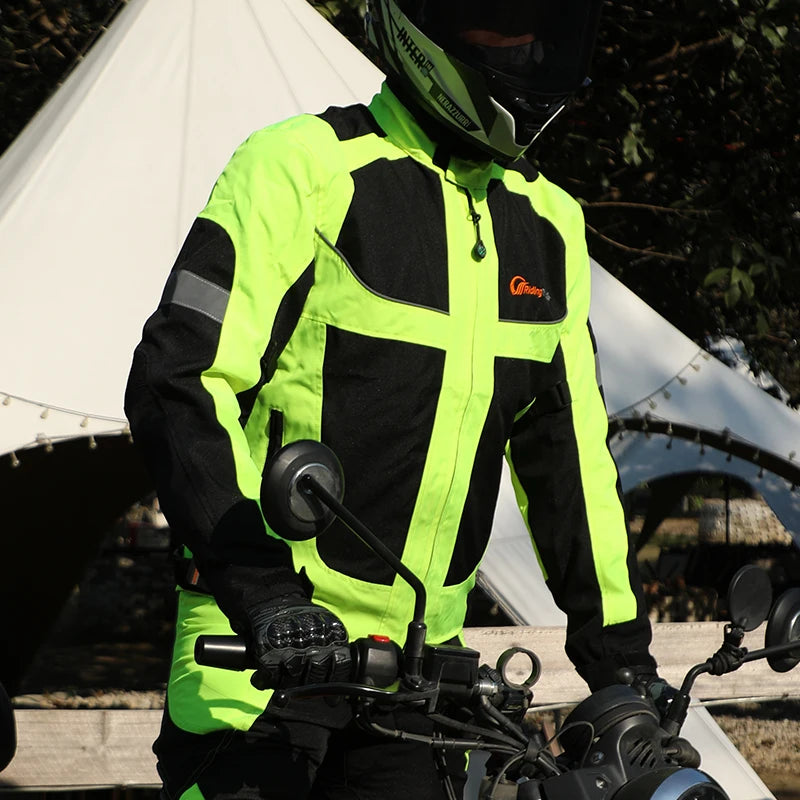 Motorcycle Reflective Night Jacket With Protective Gear Padding