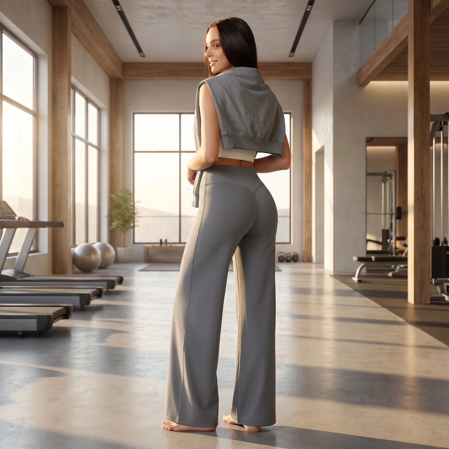 Women High Waist Wide Leg Yoga Pants Loose Flare Leggings Tummy Control Straight Workout Trousers Casual Lounge Pants Fitness