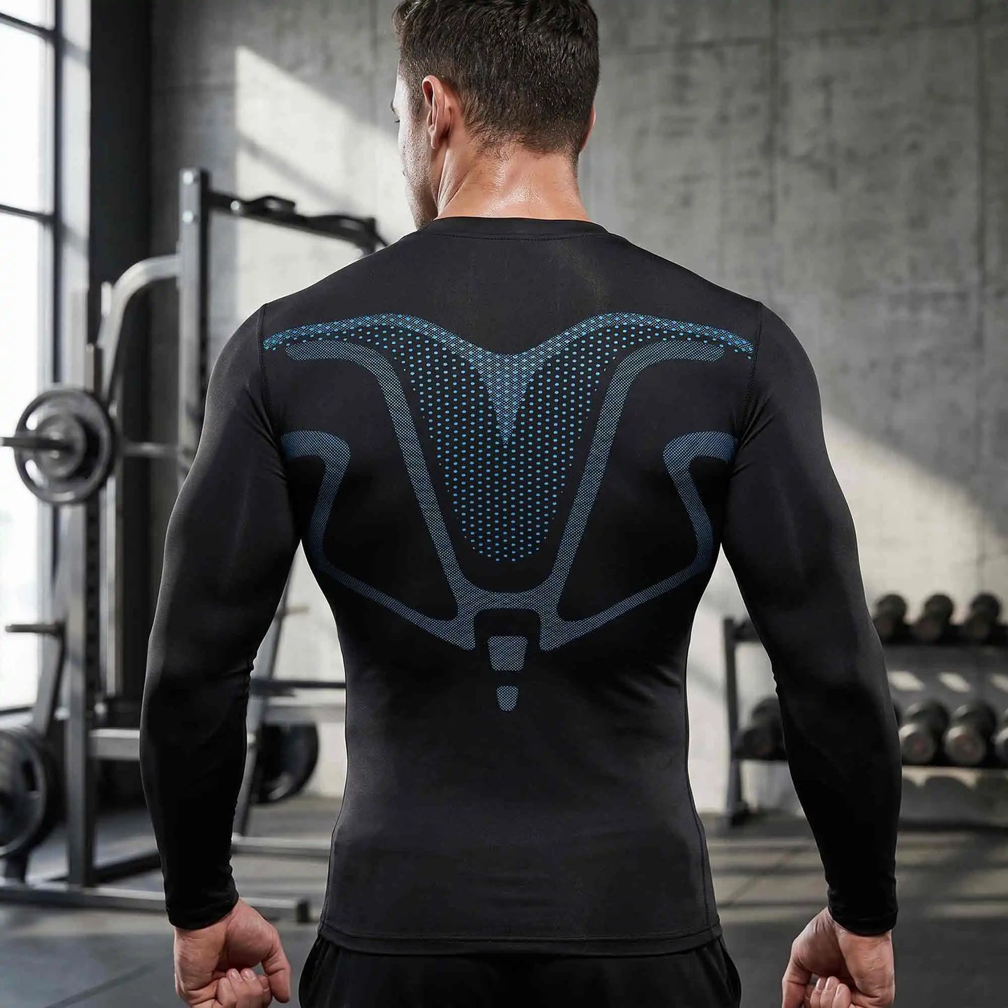 Men's Compression Shirts Long Sleeve Baselayer MoistureWicking Gym Tee Set