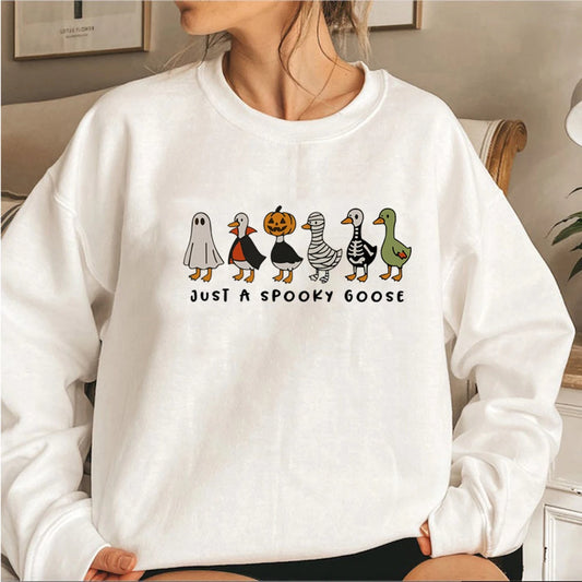 EOENKKY Funny Spooky Goose Halloween Pullover Sweatshirt