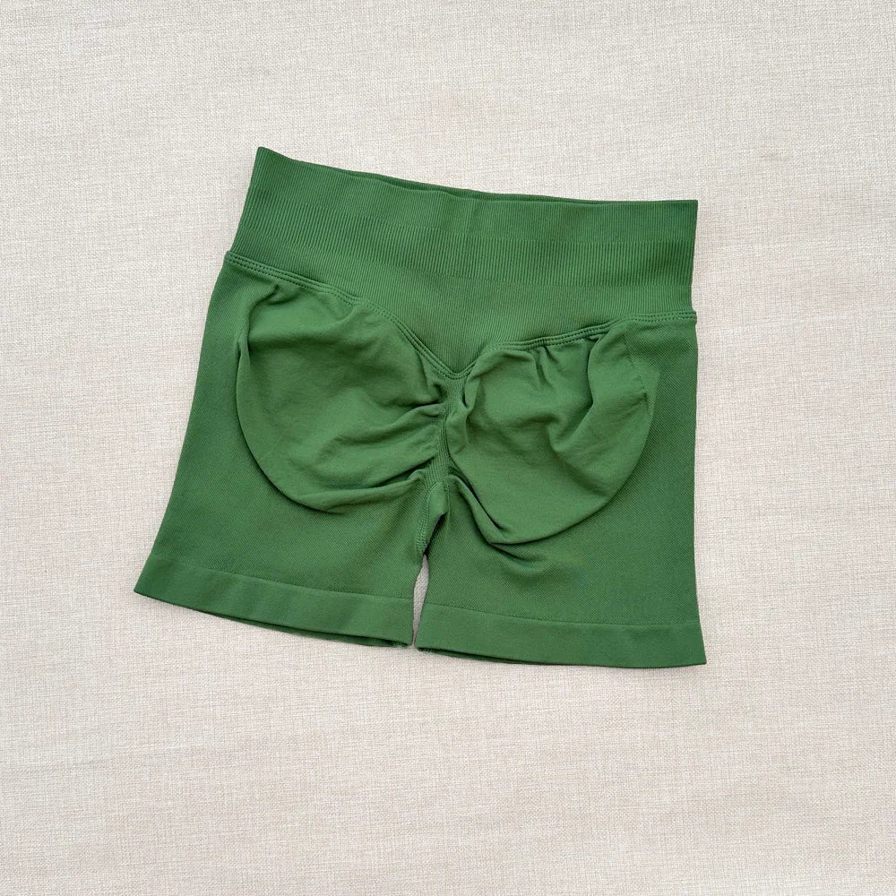Seamless Yoga Shorts For Women Low Waist Triple Panel Waistband