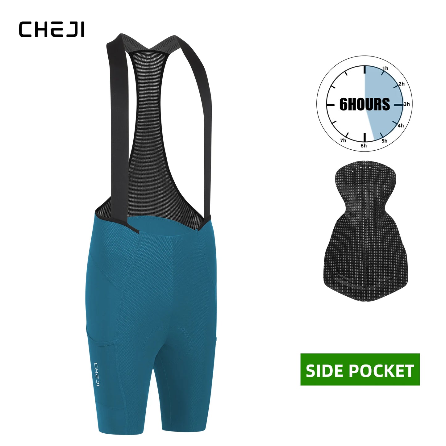 Cheji Men's Cycling Bib Shorts Seamless Quick Dry Breathable Comfort