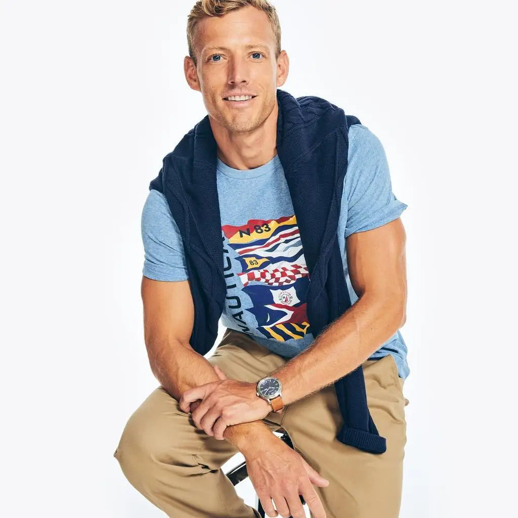 Nautica Men's Cotton Graphic T-Shirt Casual Sportswear Short Sleeve