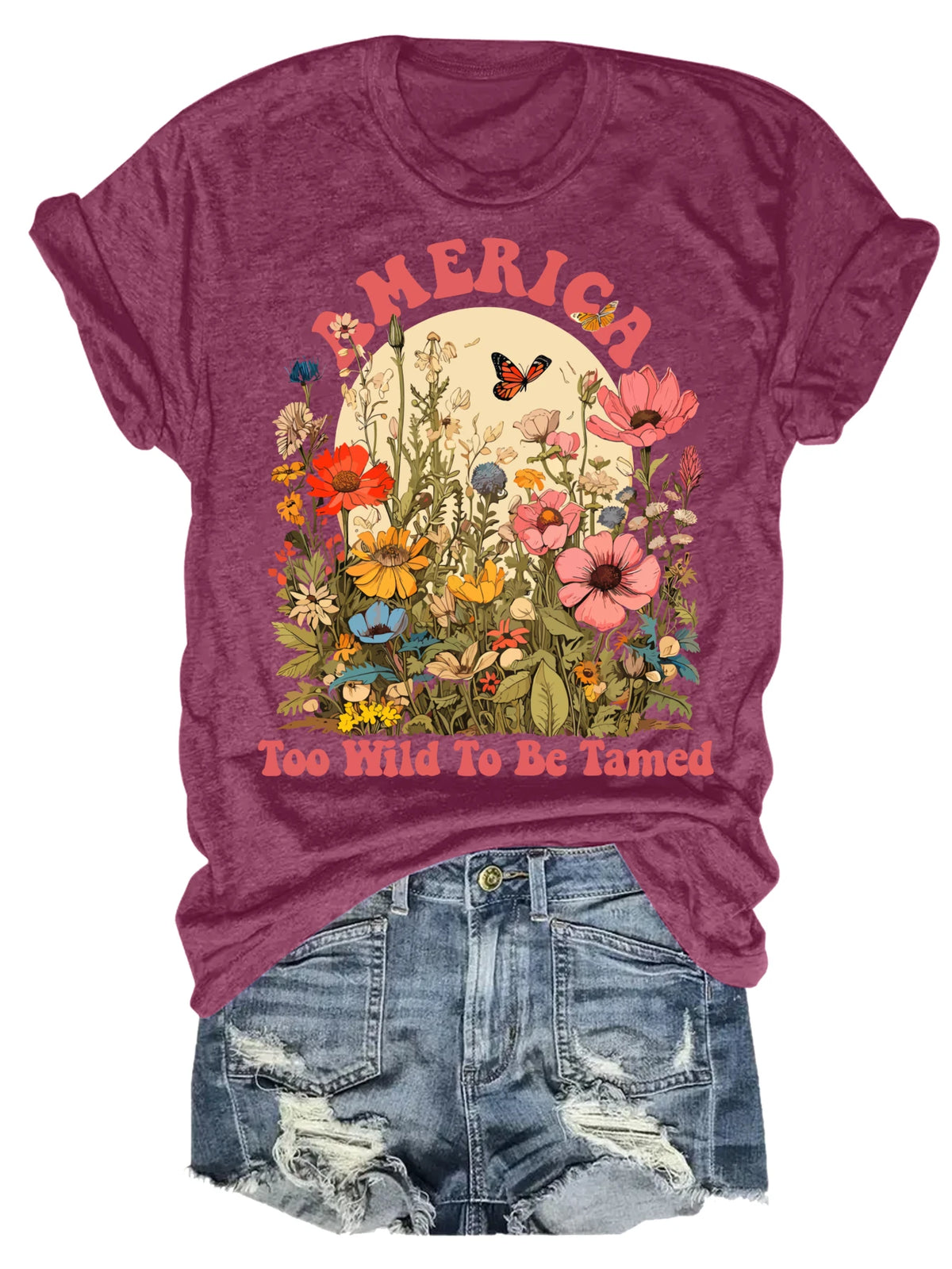 Womens Wildflower Butterfly Graphic Tank Top For Casual Wear