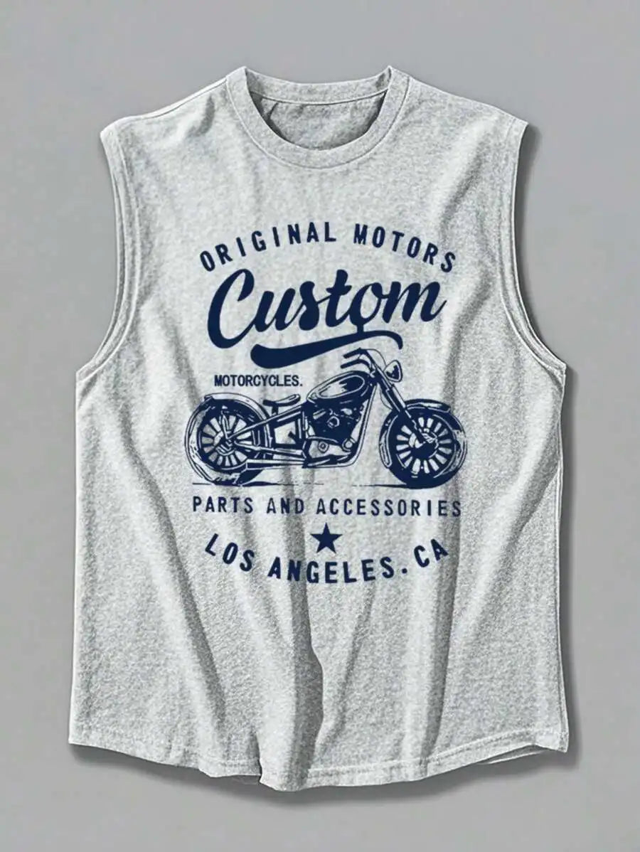 Mens Sleeveless Vintage Motorcycle Graphic Tank Top