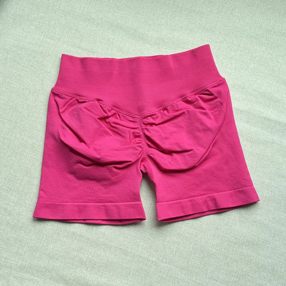 Seamless Yoga Shorts For Women Low Waist Triple Panel Waistband