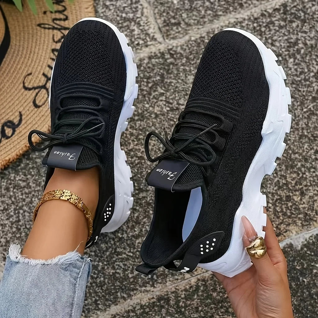 Women Chunky Platform Dad Sneakers With Breathable Mesh Upper