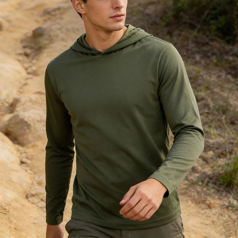 Men's Hooded Long Sleeve Sports Shirt For Running And Fitness