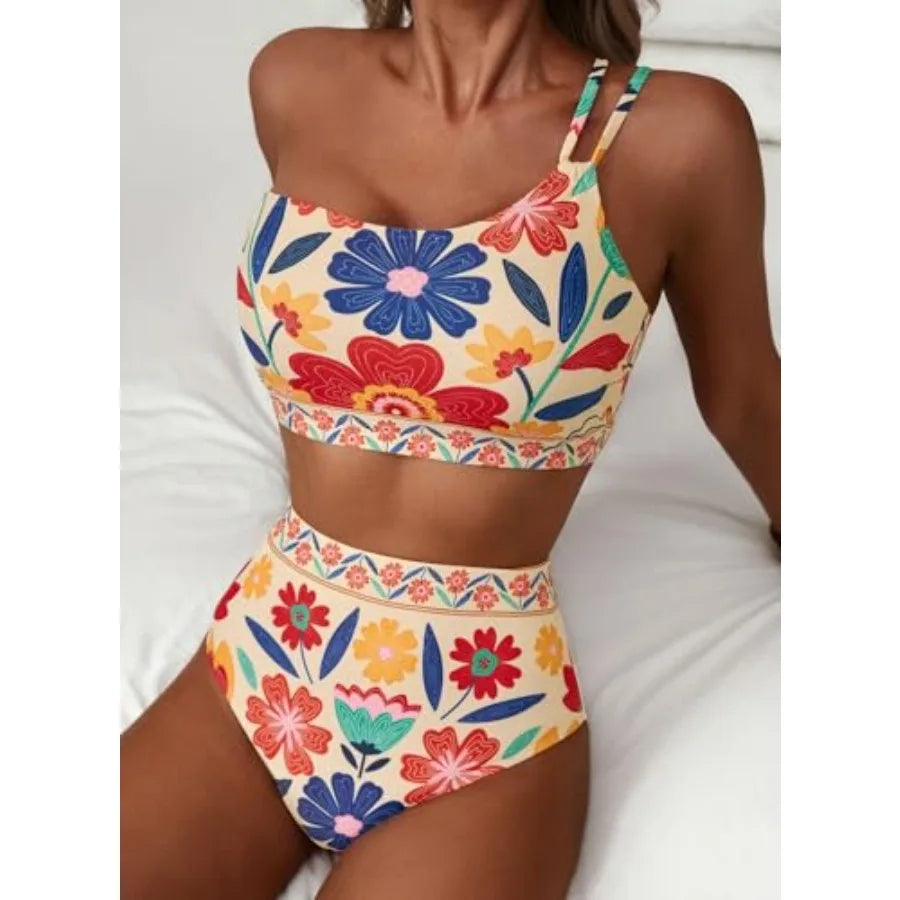 Women Premium Floral Print Two Piece Bikini Set Elegant Design