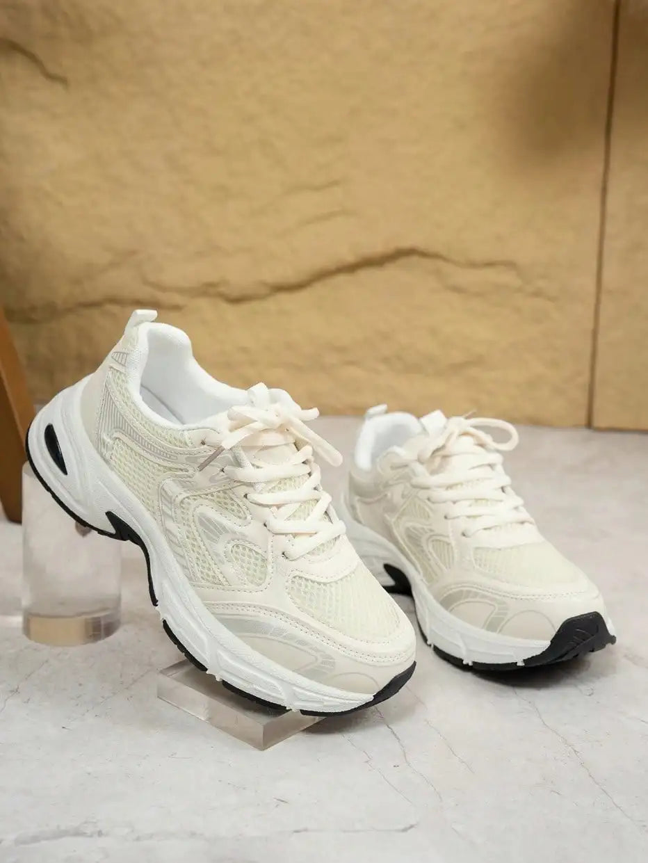Women Mesh Sneakers Breathable Lace Up Platform Casual Shoes