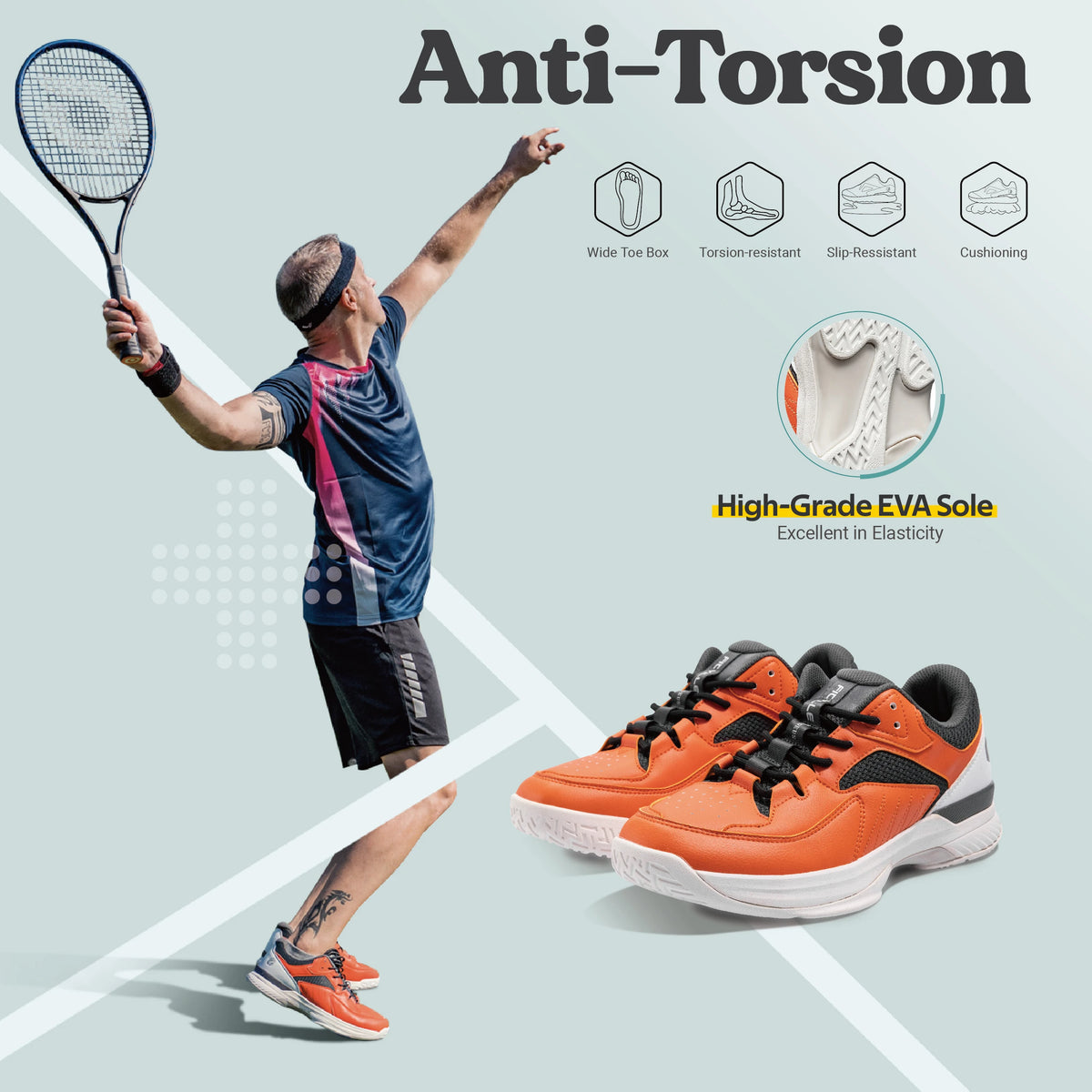 FitVille Mens Pickleball And Tennis Shoes With Arch Support