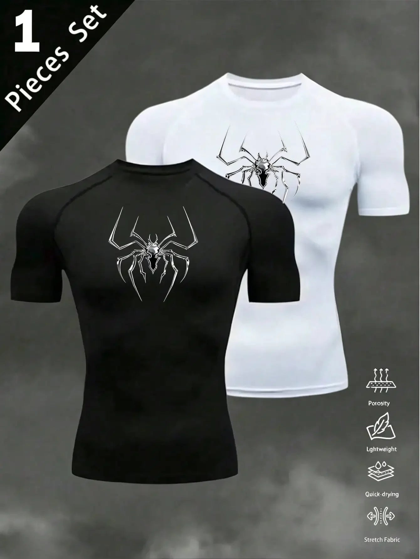 Mens Barbell Print Raglan Short Sleeve Gym Compression T Shirt