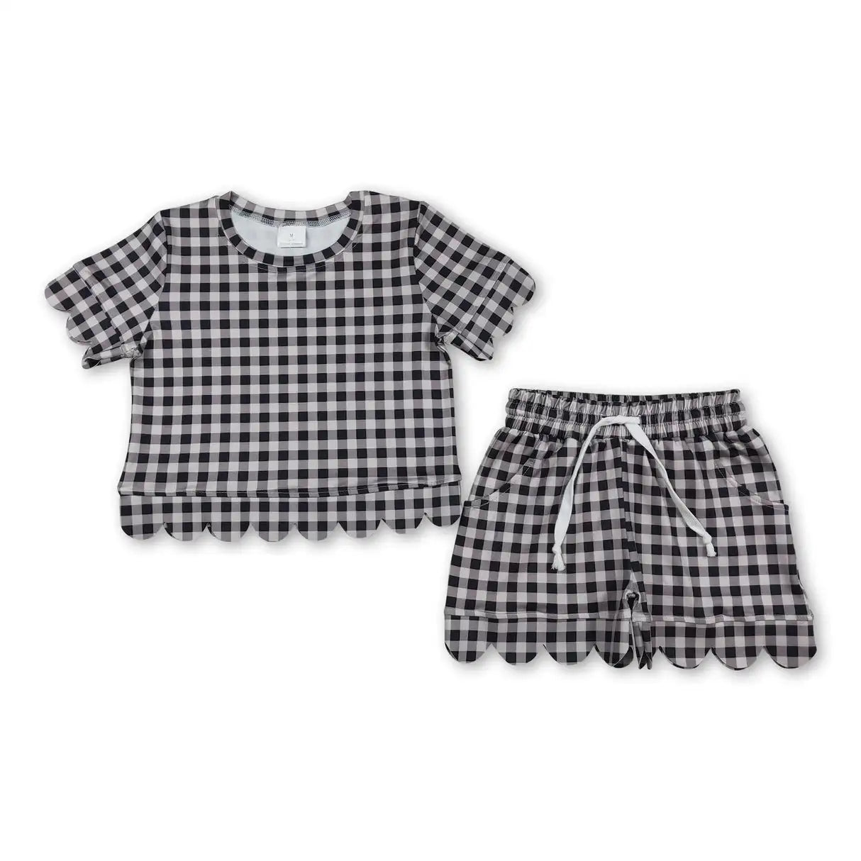 Girls Cotton Polyester Set With Short Sleeve Top And Pockets