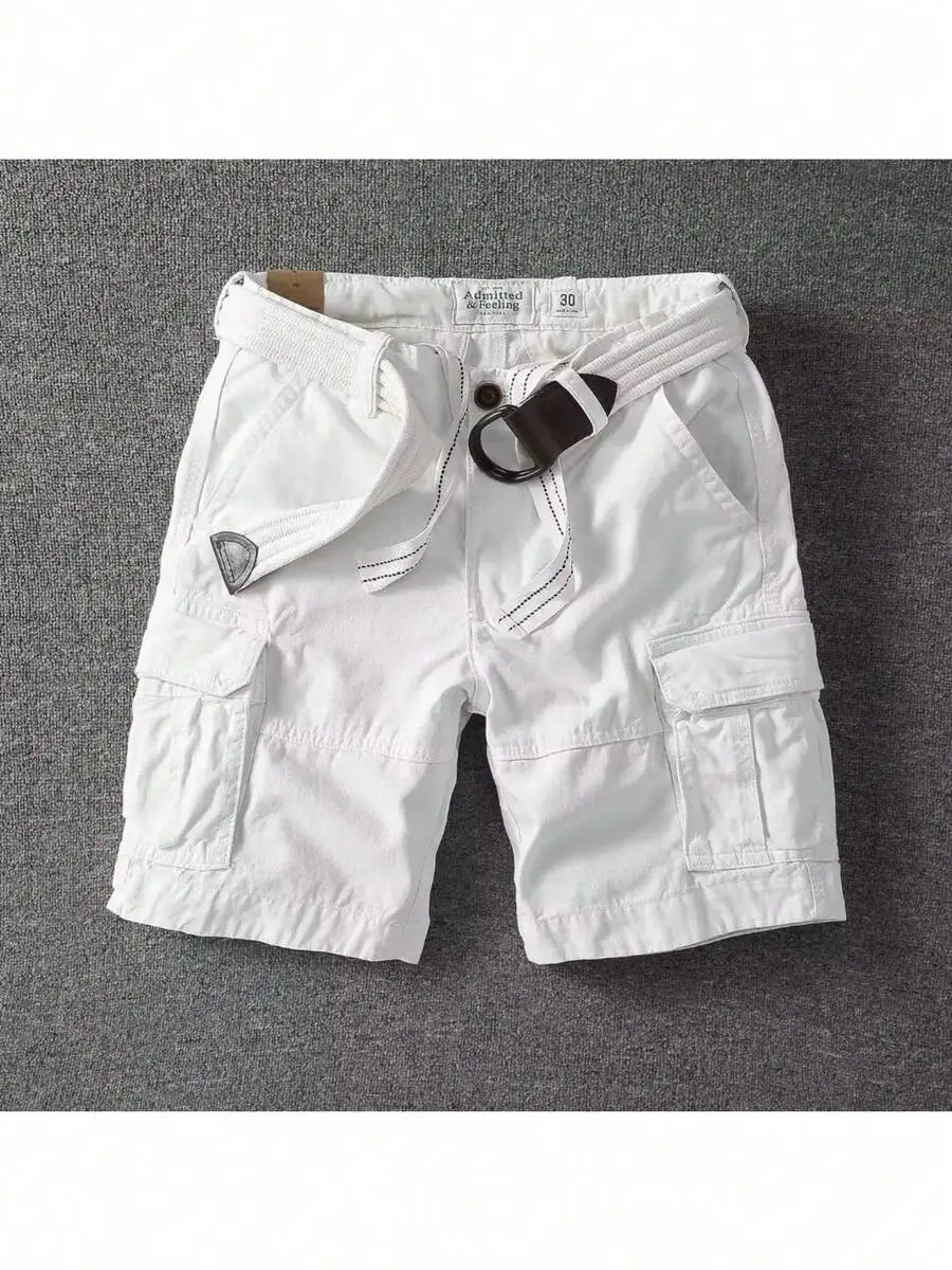 Men's Cargo Shorts With Belt Straight Fit Cotton Apparel
