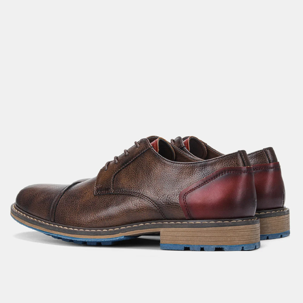 Hecrafted Retro Men Casual Leather Cap Toe Oxford Derby Shoes