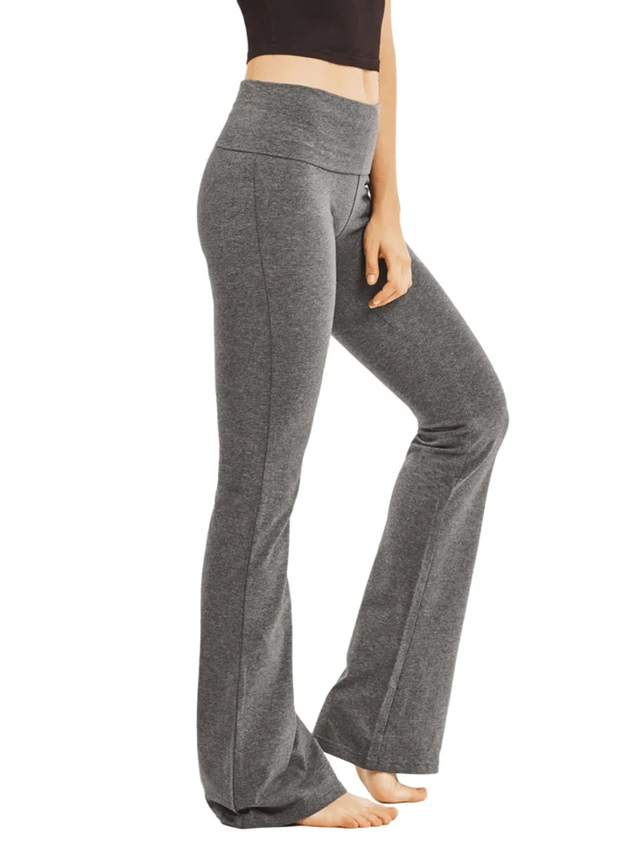 Womens High Waist Flare Yoga Pants Cotton Spandex Comfort