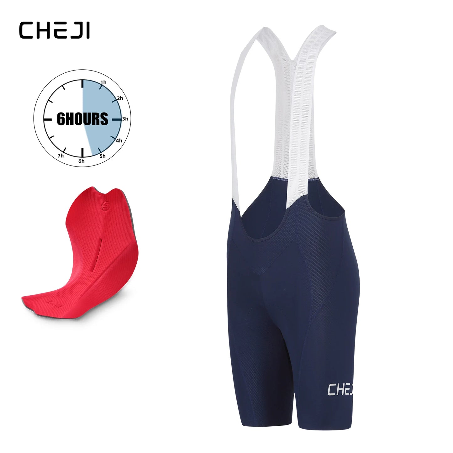 Cheji Mens Cycling Bib Shorts Breathable Seamless Comfort Quick Drying