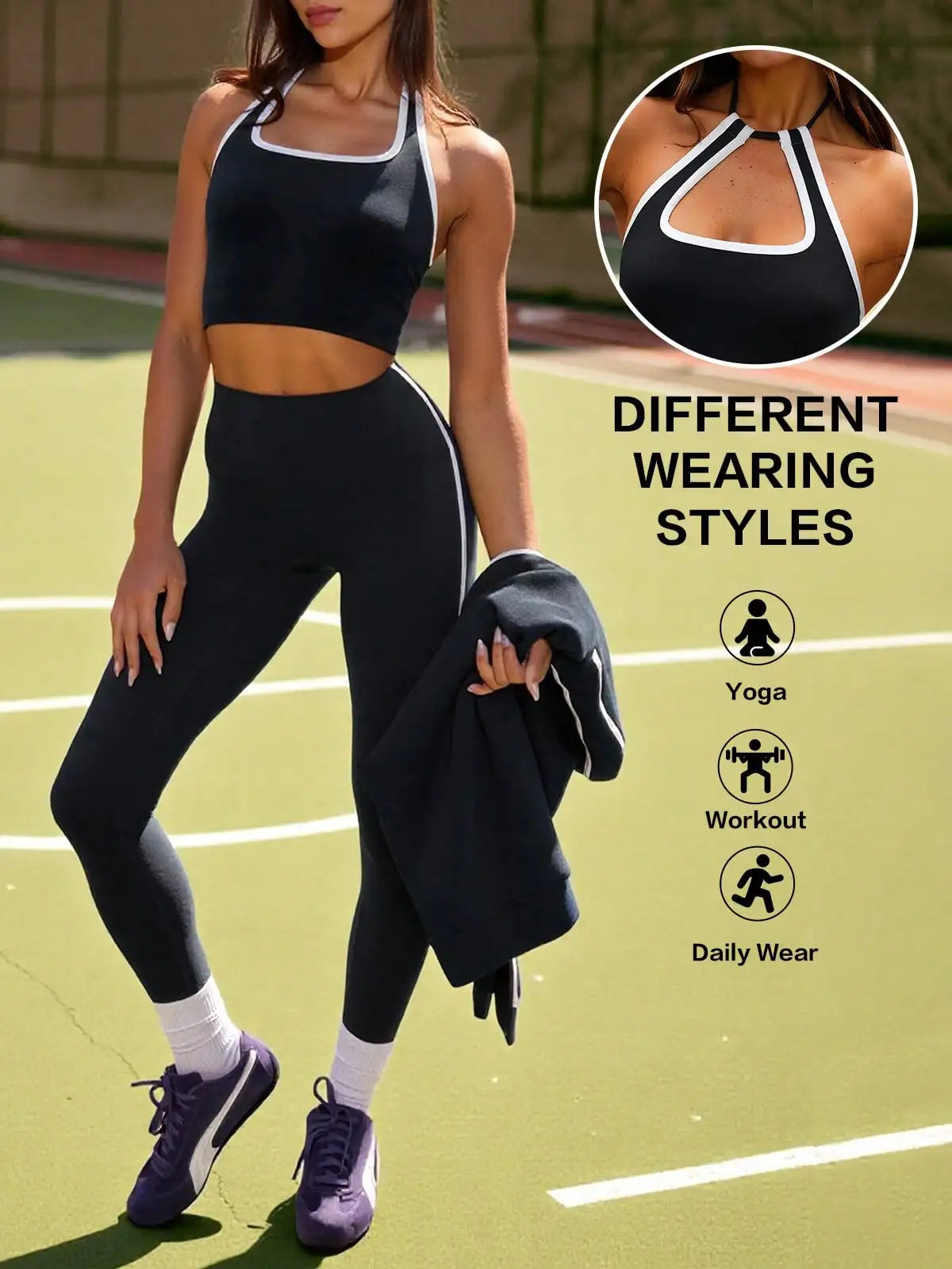 Women Seamless Ribbed Workout Set With Crop Top And Leggings