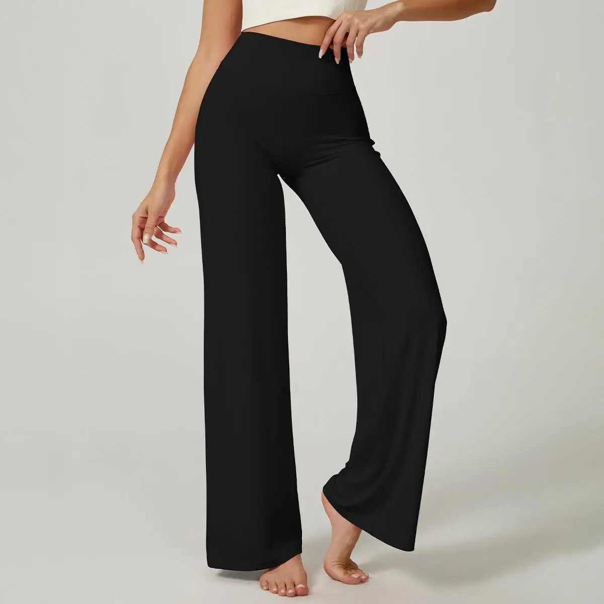 High Waisted Straight Leg Yoga Pants for Women, Naked Feeling Butt Lifting Loose Fit Workout Trousers, Slimming Gym Pants