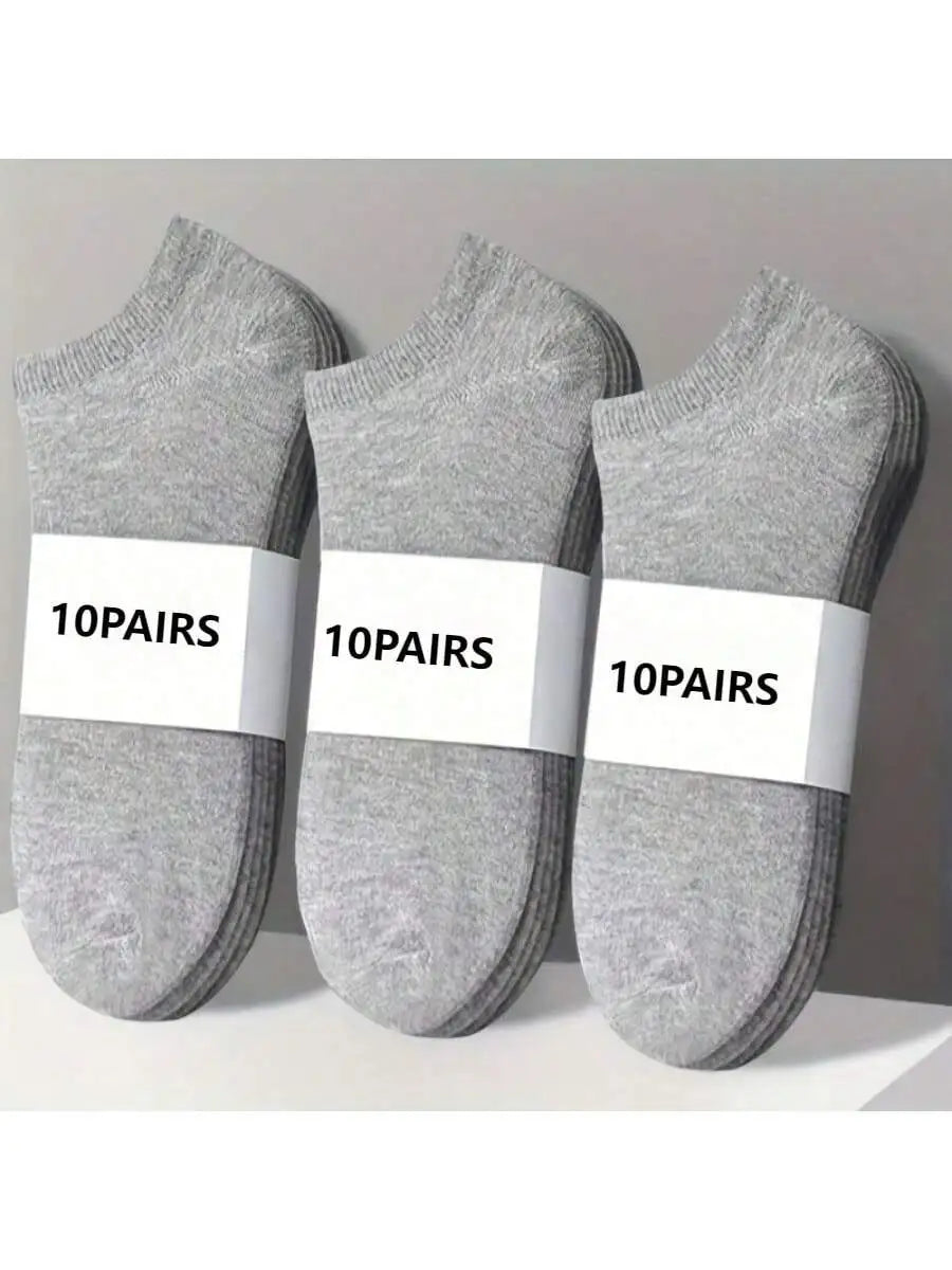 10 Pairs of Thin Socks - Black/white/gray, Ankle Socks for Men and Women, Sweat Absorbing and Soft, Suitable for Daily Wear
