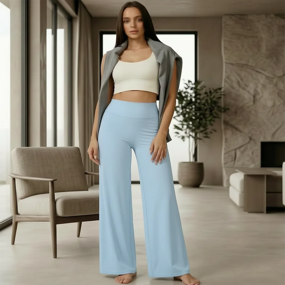 High Waisted Straight Leg Yoga Pants for Women, Naked Feeling Butt Lifting Loose Fit Workout Trousers, Slimming Gym Pants