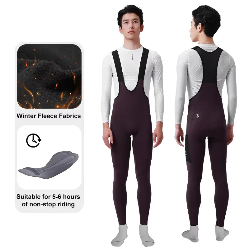 INBIKE Men's Thermal Fleece Cycling Bib Pants With Gel Padding