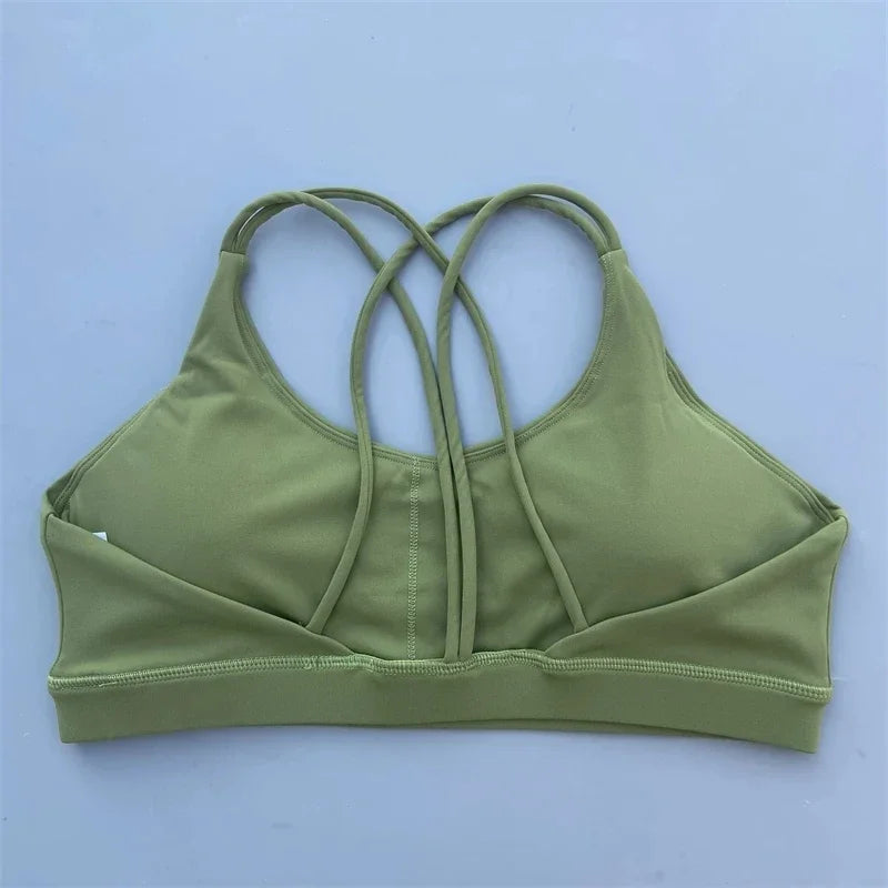 Women Crossback Sports Bra High Support Chest Pad Gym Yoga