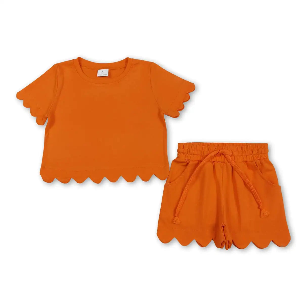 Girls Cotton Polyester Set With Short Sleeve Top And Pockets