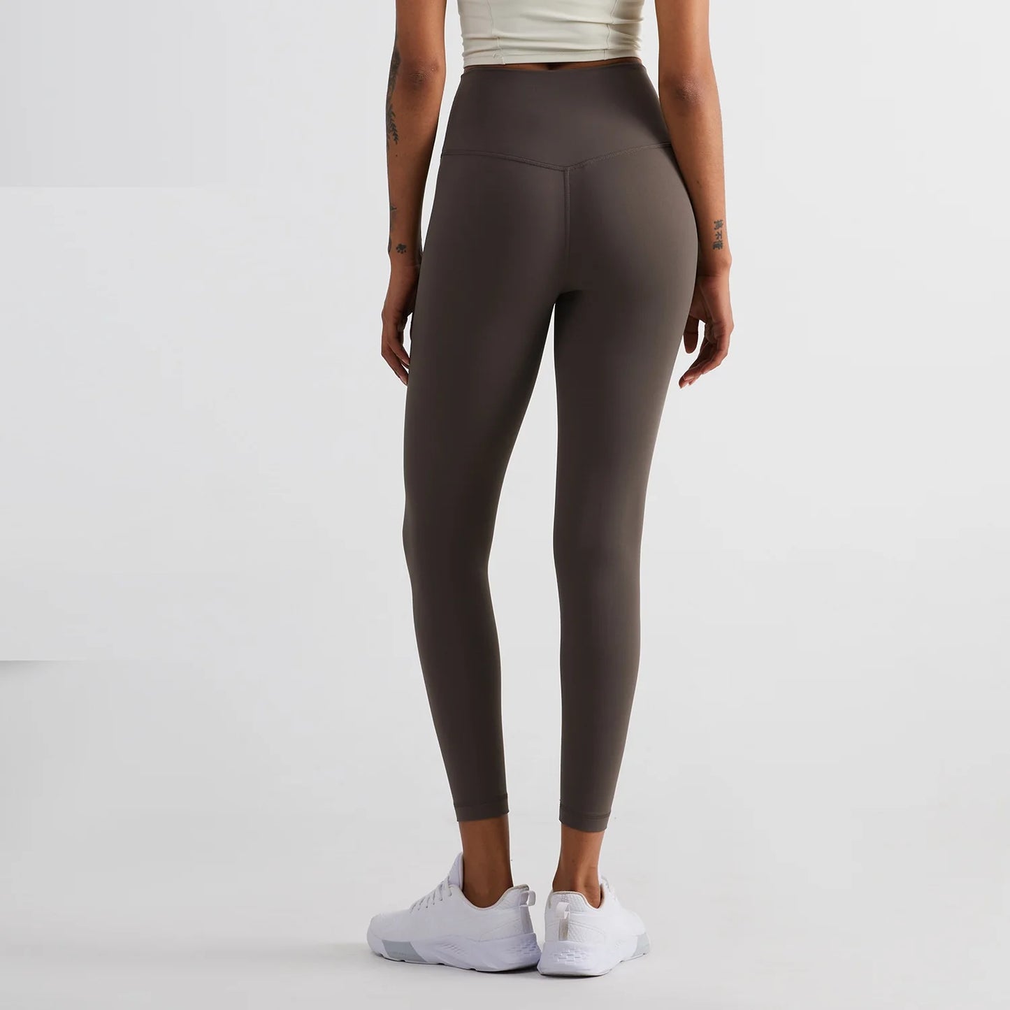 Solid Color Back Pocket High Waisted Yoga Leggings For Women