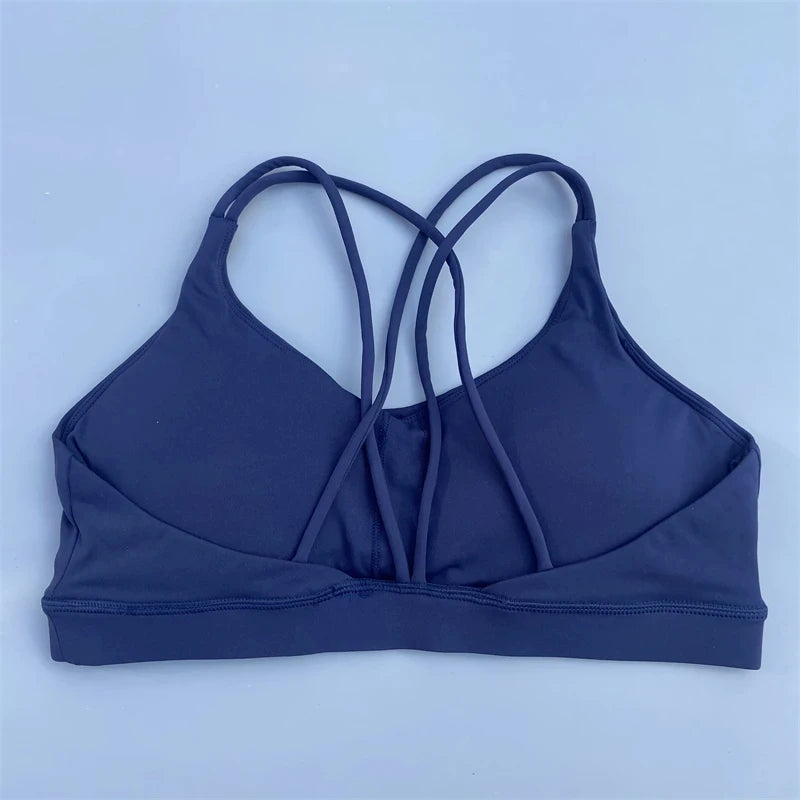 Women Crossback Sports Bra High Support Chest Pad Gym Yoga