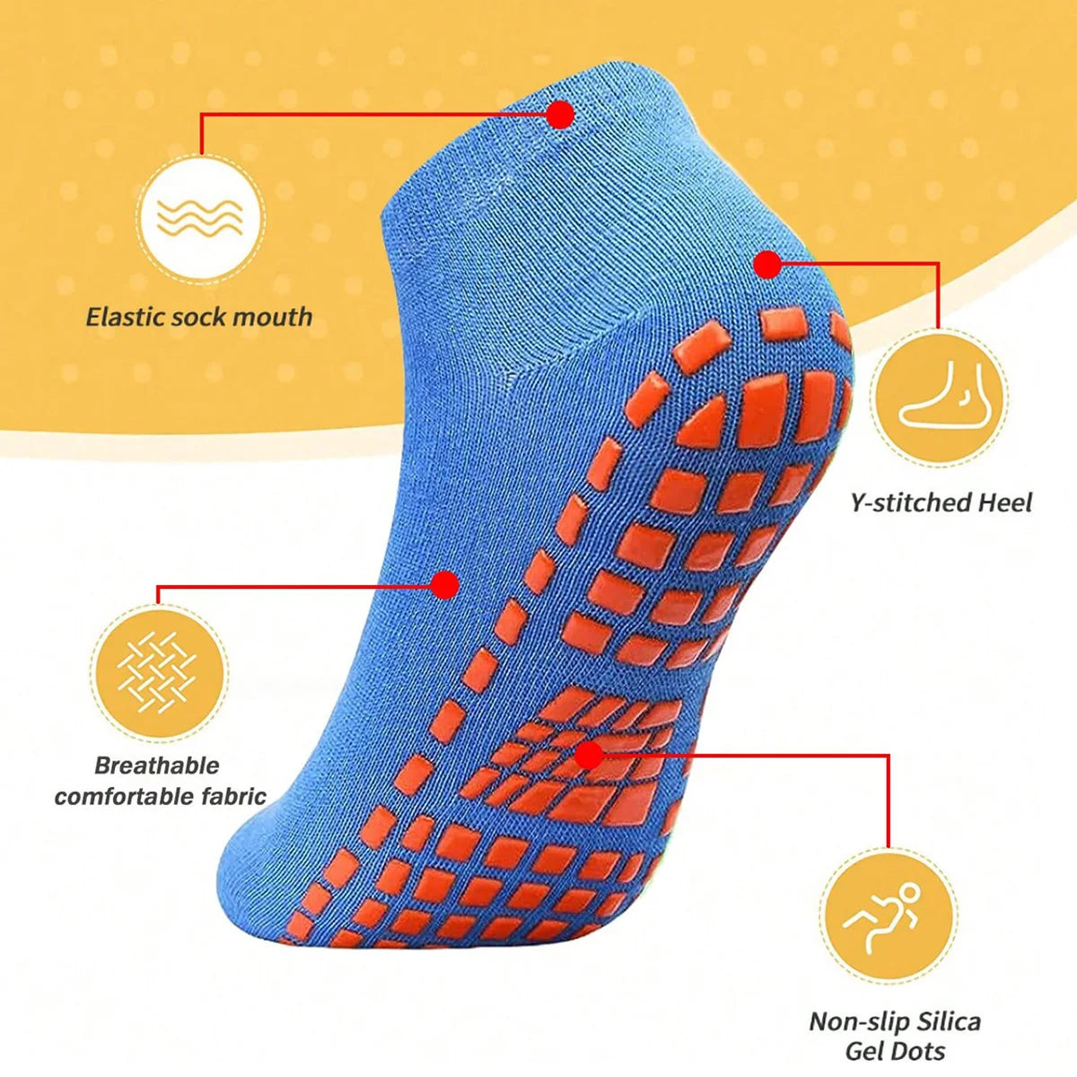 Non Slip Silicone Grip Socks For Yoga Pilates Indoor Sports