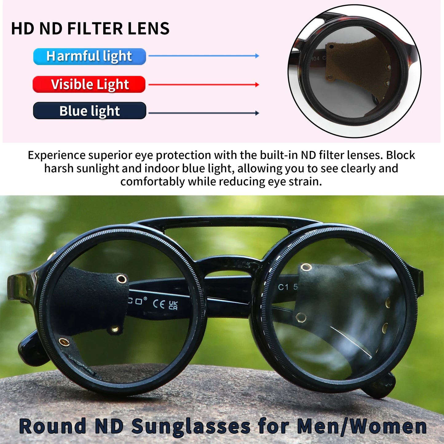 Unisex Retro Steampunk Sunglasses Uv400 Round Glasses Eyewear
