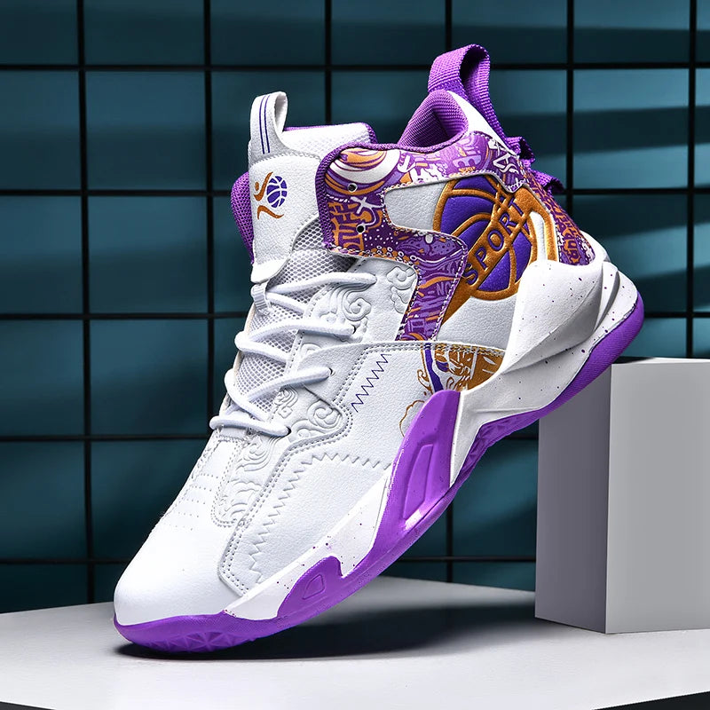 Yuyin Men High Top Basketball Shoes Breathable Athletic Sneakers