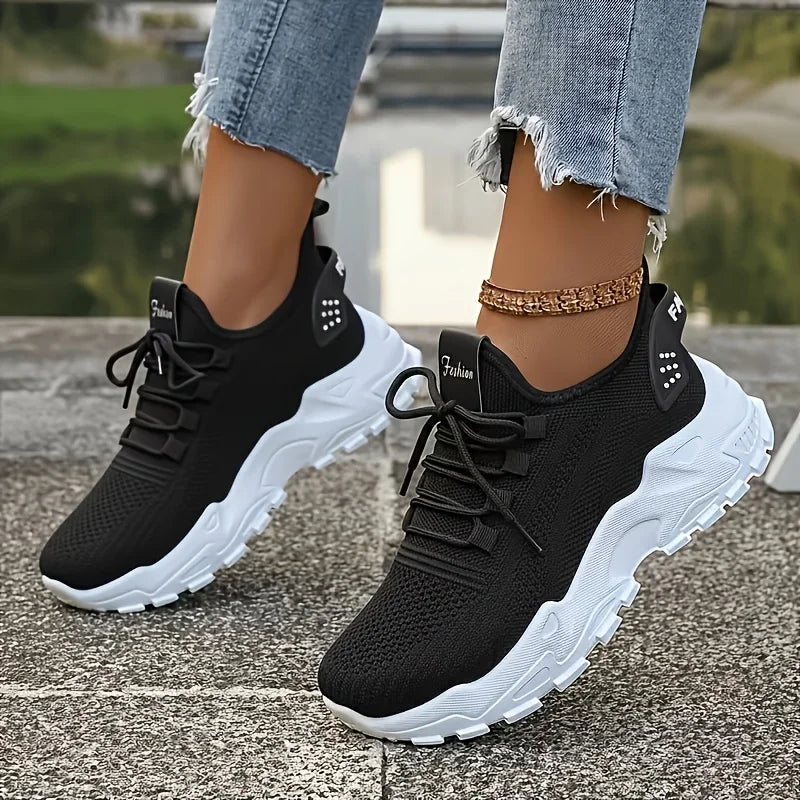 Women Chunky Platform Dad Sneakers With Breathable Mesh Upper