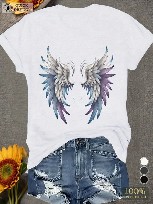 Angel Wings Women's Short Sleeve T Shirt Fashion Streetwear