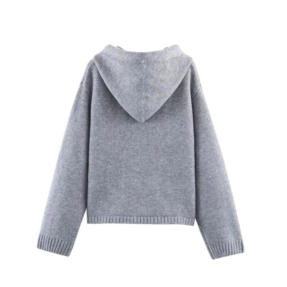Fashion Women's Patch Embroidery Denim Hoodie Sweatshirt With Letter Print