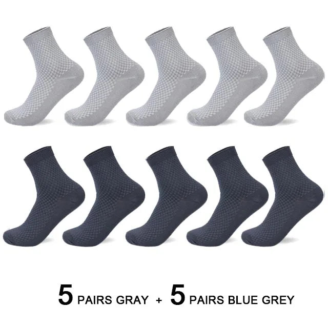 Men's Bamboo Fiber Socks 10 Pairs for Business Casual