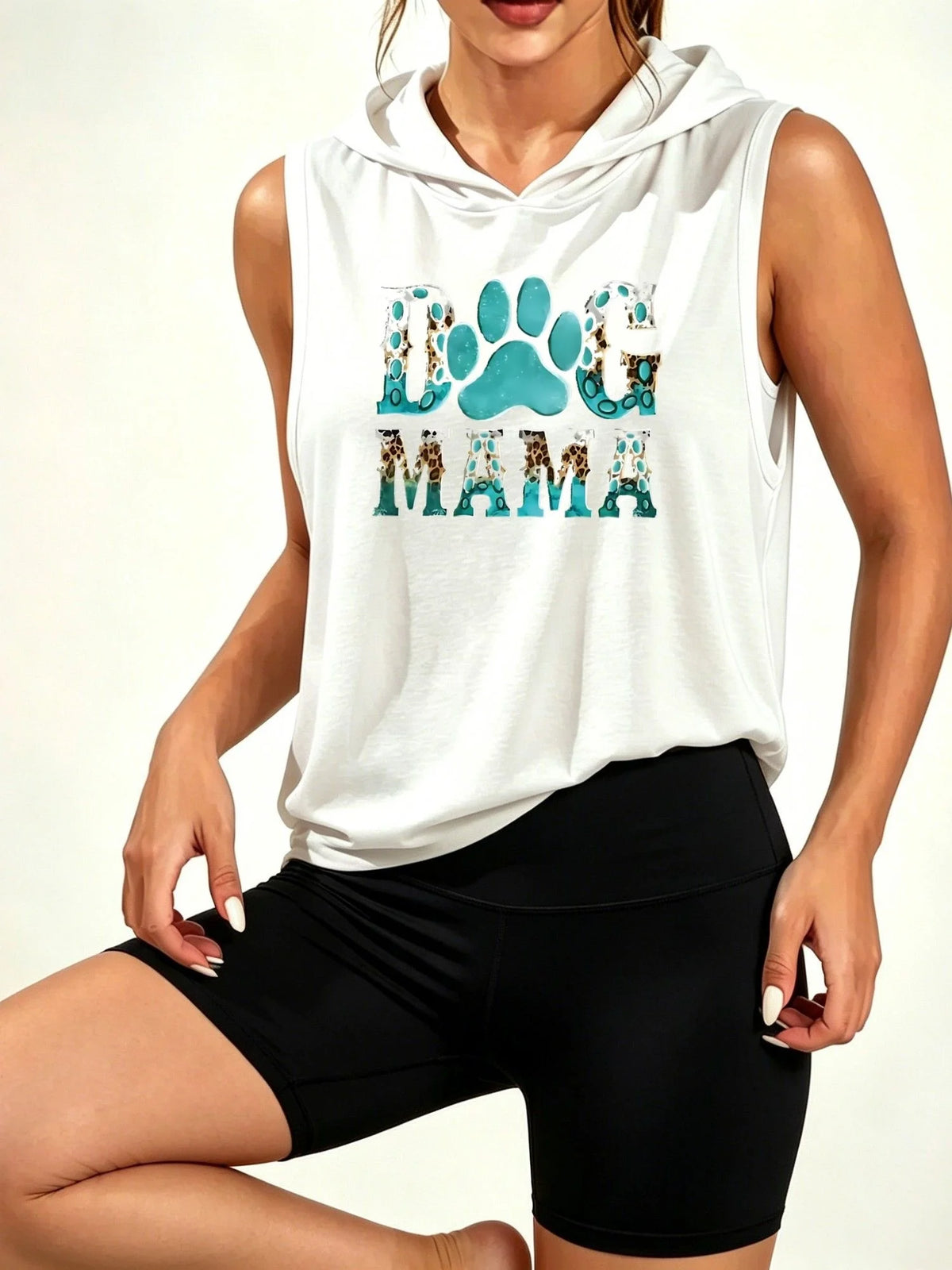 Women Cotton Leopard 2 Piece Yoga Set Biker Shorts Top