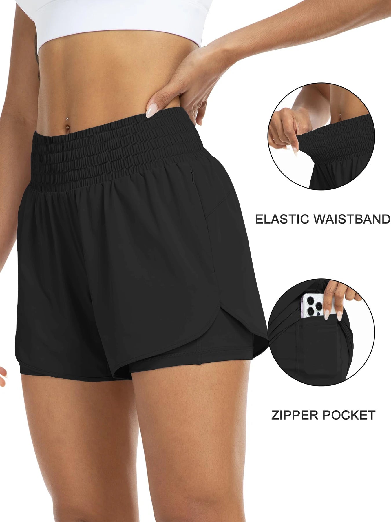 Women's High-Waisted Athletic Shorts With Pockets For Running And Yoga