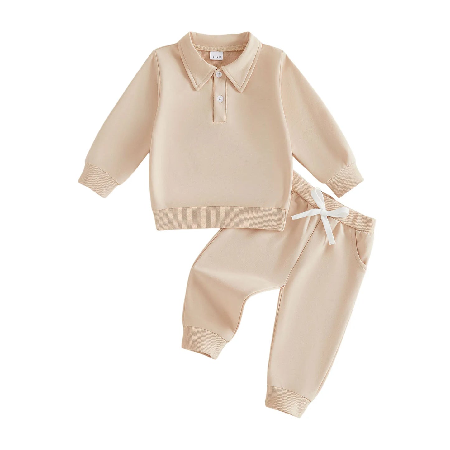 Toddler 2 Piece Solid Sweatshirt Set With Elastic Waist Pants