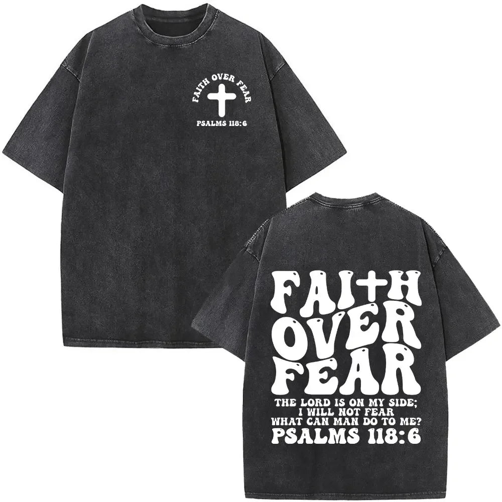 Christian Faith Over Fear Bible Verse T Shirt Men Cotton