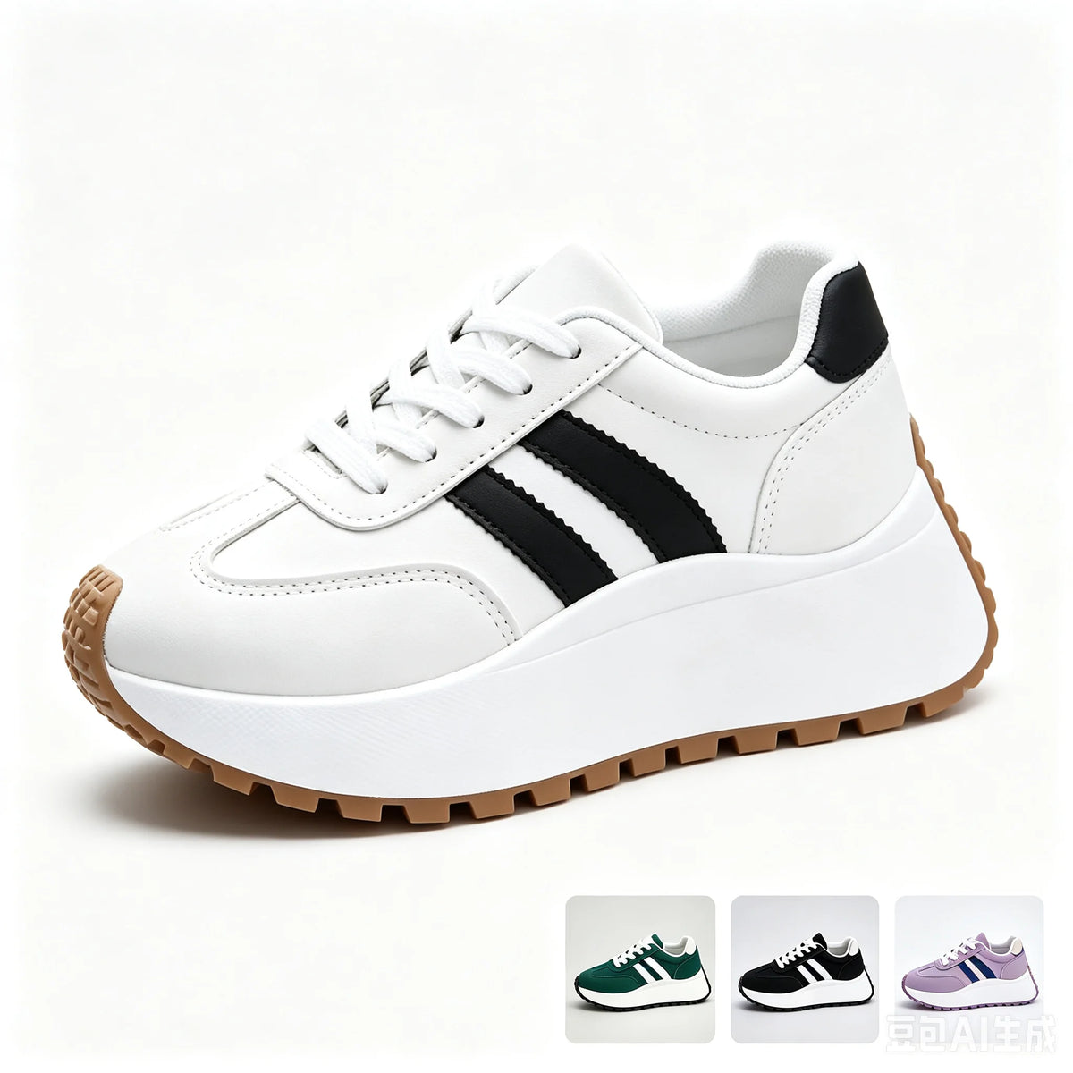 Women's Lace Up Platform Walking Sneakers Non Slip Rubber Sole