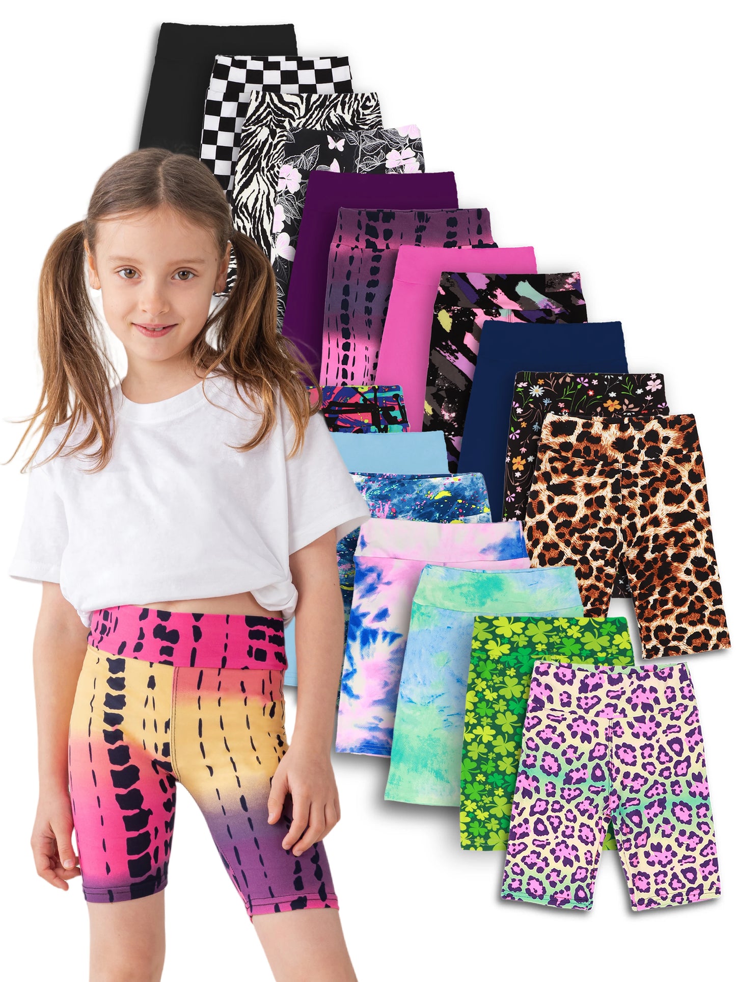 Girls Yoga Shorts 5 Pieces Set High Waist Bermuda Leggings For Dance